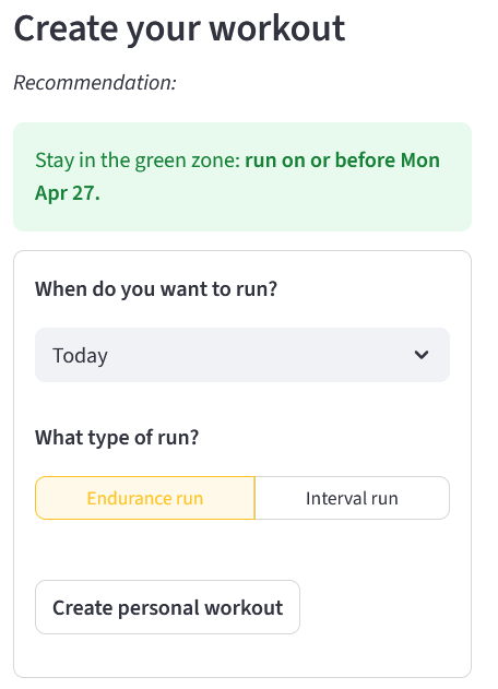 Molab Run app: workout creator